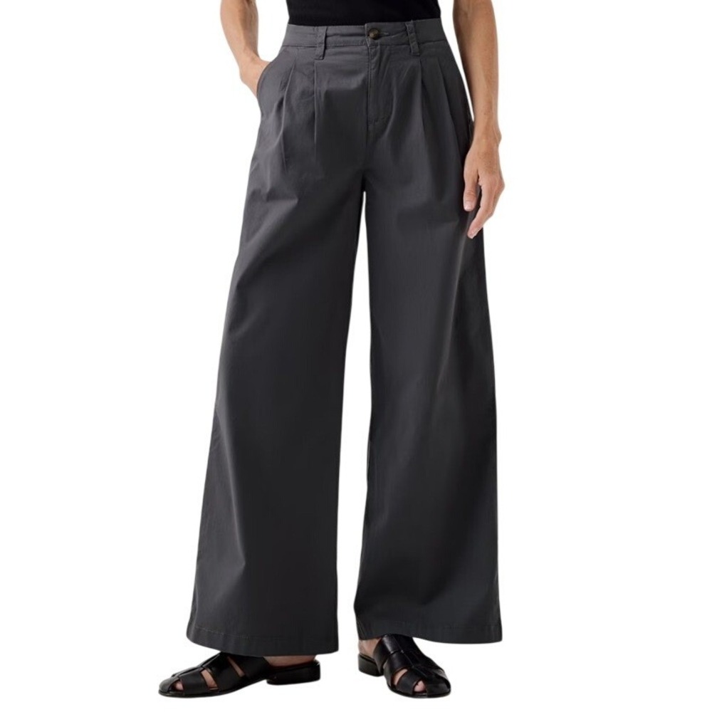 Pact Boulevard Brushed Twill Wide Leg Trouser Medium Organic Cotton Gray Career